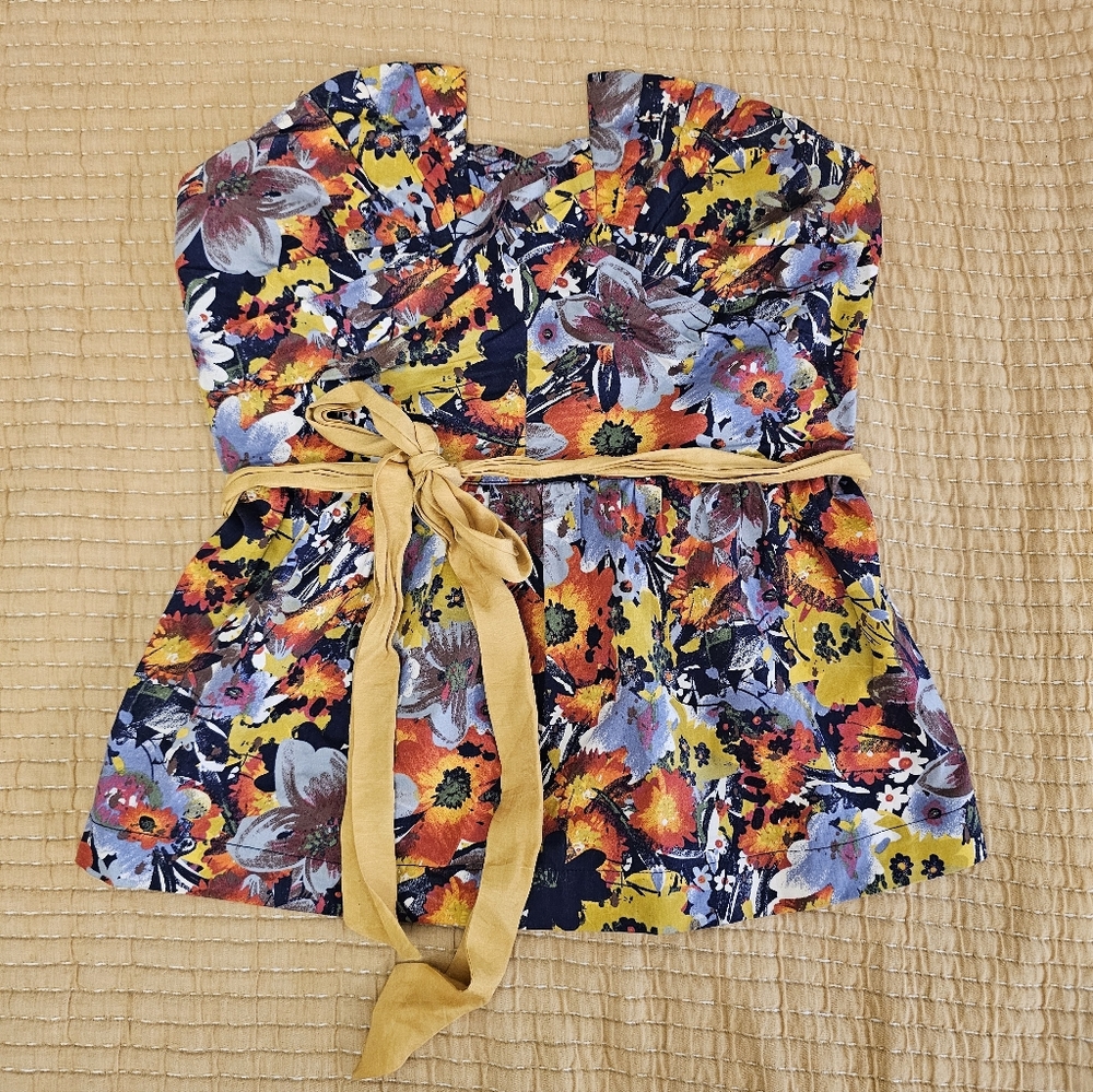 Porridge By Anthropolie Floral Strapless Corset Top Girlhoodcore Women's‎ Sz 4